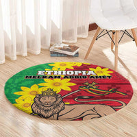Ethiopia Enkutatash Melkam Addis Amet Round Carpet With Bidens Macroptera