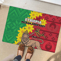Ethiopia Enkutatash Melkam Addis Amet Rubber Doormat With Bidens Macroptera - Wonder Print Shop