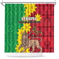 Ethiopia Enkutatash Melkam Addis Amet Shower Curtain With Bidens Macroptera