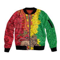 Ethiopia Enkutatash Melkam Addis Amet Sleeve Zip Bomber Jacket With Bidens Macroptera - Wonder Print Shop