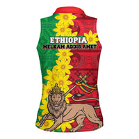 Ethiopia Enkutatash Melkam Addis Amet Women Sleeveless Polo Shirt With Bidens Macroptera - Wonder Print Shop