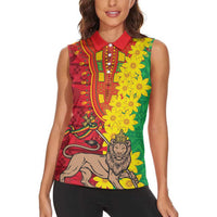 Ethiopia Enkutatash Melkam Addis Amet Women Sleeveless Polo Shirt With Bidens Macroptera - Wonder Print Shop
