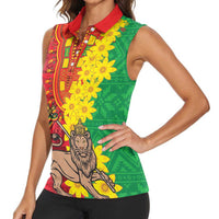 Ethiopia Enkutatash Melkam Addis Amet Women Sleeveless Polo Shirt With Bidens Macroptera - Wonder Print Shop