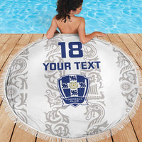 Custom York Minstrel Spirit Beach Blanket Norse Viking Pattern White Version - Wonder Print Shop