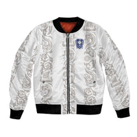 Custom York Minstrel Spirit Bomber Jacket Norse Viking Pattern White Version - Wonder Print Shop
