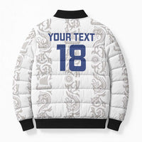 Custom York Minstrel Spirit Bomber Puffer Jacket Norse Viking Pattern White Version - Wonder Print Shop