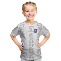 Custom York Minstrel Spirit Kid T Shirt Norse Viking Pattern White Version - Wonder Print Shop