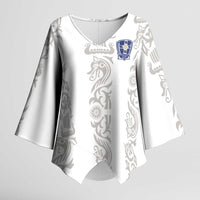 Custom York Minstrel Spirit Kimono Sleeve Blouse Norse Viking Pattern White Version - Wonder Print Shop
