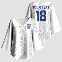 Custom York Minstrel Spirit Kimono Sleeve Blouse Norse Viking Pattern White Version - Wonder Print Shop