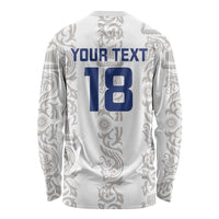 Custom York Minstrel Spirit Long Sleeve Shirt Norse Viking Pattern White Version - Wonder Print Shop
