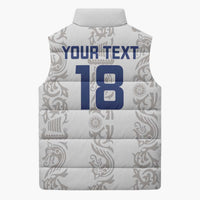 Custom York Minstrel Spirit Sleeveless Puffer Jacket Norse Viking Pattern White Version - Wonder Print Shop