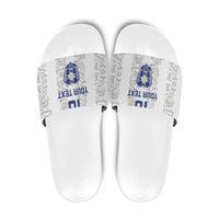 Custom York Minstrel Spirit Slide Sandals Norse Viking Pattern White Version - Wonder Print Shop