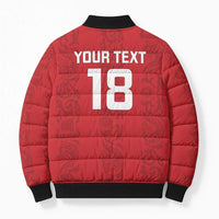 Custom York Minstrel Spirit Bomber Puffer Jacket Norse Viking Pattern Red Version - Wonder Print Shop
