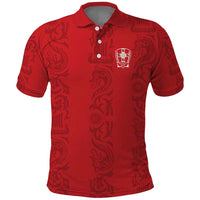 Custom York Minstrel Spirit Polo Shirt Norse Viking Pattern Red Version - Wonder Print Shop