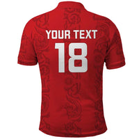 Custom York Minstrel Spirit Polo Shirt Norse Viking Pattern Red Version - Wonder Print Shop