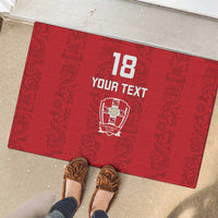 Custom York Minstrel Spirit Rubber Doormat Norse Viking Pattern Red Version - Wonder Print Shop