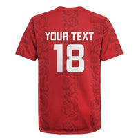 Custom York Minstrel Spirit Rugby Jersey Norse Viking Pattern Red Version - Wonder Print Shop
