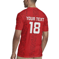 Custom York Minstrel Spirit Rugby Jersey Norse Viking Pattern Red Version - Wonder Print Shop