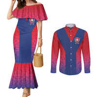 Custom York Heritage Minstrel Couples Matching Mermaid Dress and Long Sleeve Button Shirt White Rose of York Patterns - Wonder Print Shop
