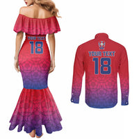 Custom York Heritage Minstrel Couples Matching Mermaid Dress and Long Sleeve Button Shirt White Rose of York Patterns - Wonder Print Shop