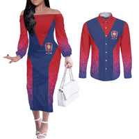 Custom York Heritage Minstrel Couples Matching Off The Shoulder Long Sleeve Dress and Long Sleeve Button Shirt White Rose of York Patterns - Wonder Print Shop