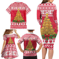 Poland Christmas Family Matching Long Sleeve Bodycon Dress and Hawaiian Shirt Oh Pierogi Tree - Wonder Print Shop