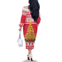 Poland Christmas Family Matching Off The Shoulder Long Sleeve Dress and Hawaiian Shirt Oh Pierogi Tree - Wonder Print Shop