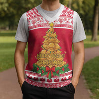 Poland Christmas Knitted V-Neck Vest Oh Pierogi Tree - Wonder Print Shop
