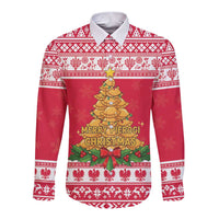 Poland Christmas Long Sleeve Button Shirt Oh Pierogi Tree - Wonder Print Shop