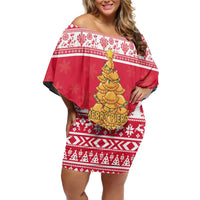 Poland Christmas Off Shoulder Short Dress Oh Pierogi Tree - Wonder Print Shop