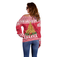 Poland Christmas Off Shoulder Sweater Oh Pierogi Tree - Wonder Print Shop