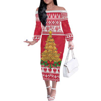 Poland Christmas Off The Shoulder Long Sleeve Dress Oh Pierogi Tree - Wonder Print Shop