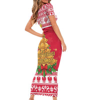 Poland Christmas Short Sleeve Bodycon Dress Oh Pierogi Tree - Wonder Print Shop