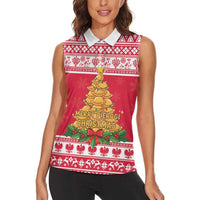 Poland Christmas Women Sleeveless Polo Shirt Oh Pierogi Tree - Wonder Print Shop