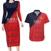Custom Bailiwick of Jersey Cricket Couples Matching Long Sleeve Bodycon Dress and Hawaiian Shirt Jer Lions Champion Red Version - Wonder Print Shop
