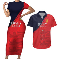 Custom Bailiwick of Jersey Cricket Couples Matching Short Sleeve Bodycon Dress and Hawaiian Shirt Jer Lions Champion Red Version - Wonder Print Shop