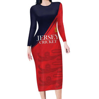 Custom Bailiwick of Jersey Cricket Family Matching Long Sleeve Bodycon Dress and Hawaiian Shirt Jer Lions Champion Red Version - Wonder Print Shop