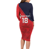 Custom Bailiwick of Jersey Cricket Long Sleeve Bodycon Dress Jer Lions Champion Red Version - Wonder Print Shop