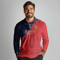 Custom Bailiwick of Jersey Cricket Long Sleeve Polo Shirt Jer Lions Champion Red Version - Wonder Print Shop