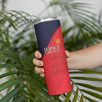 Custom Bailiwick of Jersey Cricket Skinny Tumbler Jer Lions Champion Red Version - Wonder Print Shop