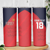 Custom Bailiwick of Jersey Cricket Skinny Tumbler Jer Lions Champion Red Version - Wonder Print Shop