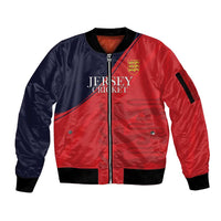 Custom Bailiwick of Jersey Cricket Sleeve Zip Bomber Jacket Jer Lions Champion Red Version - Wonder Print Shop