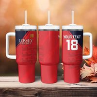 Custom Bailiwick of Jersey Cricket Tumbler With Handle Jer Lions Champion Red Version - Wonder Print Shop