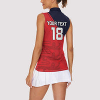 Custom Bailiwick of Jersey Cricket Women Sleeveless Polo Shirt Jer Lions Champion Red Version - Wonder Print Shop