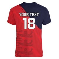 Custom Bailiwick of Jersey Cricket Women V-Neck T-Shirt Jer Lions Champion Red Version - Wonder Print Shop