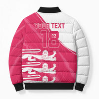 Custom Bailiwick of Jersey Cricket Bomber Puffer Jacket Jer Lions Champion Pink Version - Wonder Print Shop