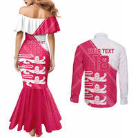 Custom Bailiwick of Jersey Cricket Couples Matching Mermaid Dress and Long Sleeve Button Shirt Jer Lions Champion Pink Version - Wonder Print Shop