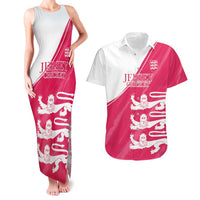 Custom Bailiwick of Jersey Cricket Couples Matching Tank Maxi Dress and Hawaiian Shirt Jer Lions Champion Pink Version - Wonder Print Shop