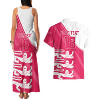 Custom Bailiwick of Jersey Cricket Couples Matching Tank Maxi Dress and Hawaiian Shirt Jer Lions Champion Pink Version - Wonder Print Shop