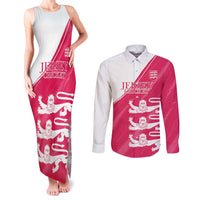 Custom Bailiwick of Jersey Cricket Couples Matching Tank Maxi Dress and Long Sleeve Button Shirt Jer Lions Champion Pink Version - Wonder Print Shop